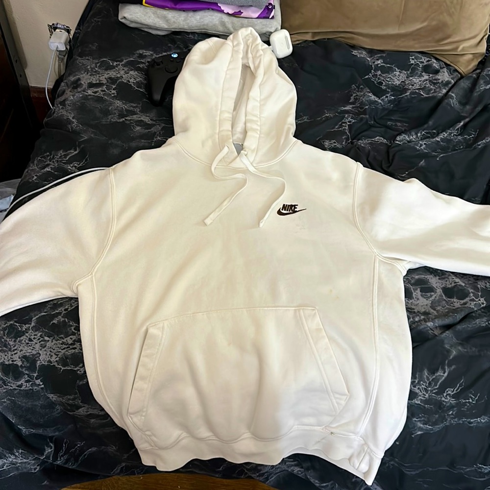 🤍White Nike Fleece Hoodie Men’s Size Small